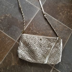 Leather Gold weaved crossbody purse